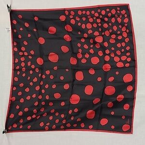 Vintage Vera Neumann Black Red Polka Dot 25" Square Scarf